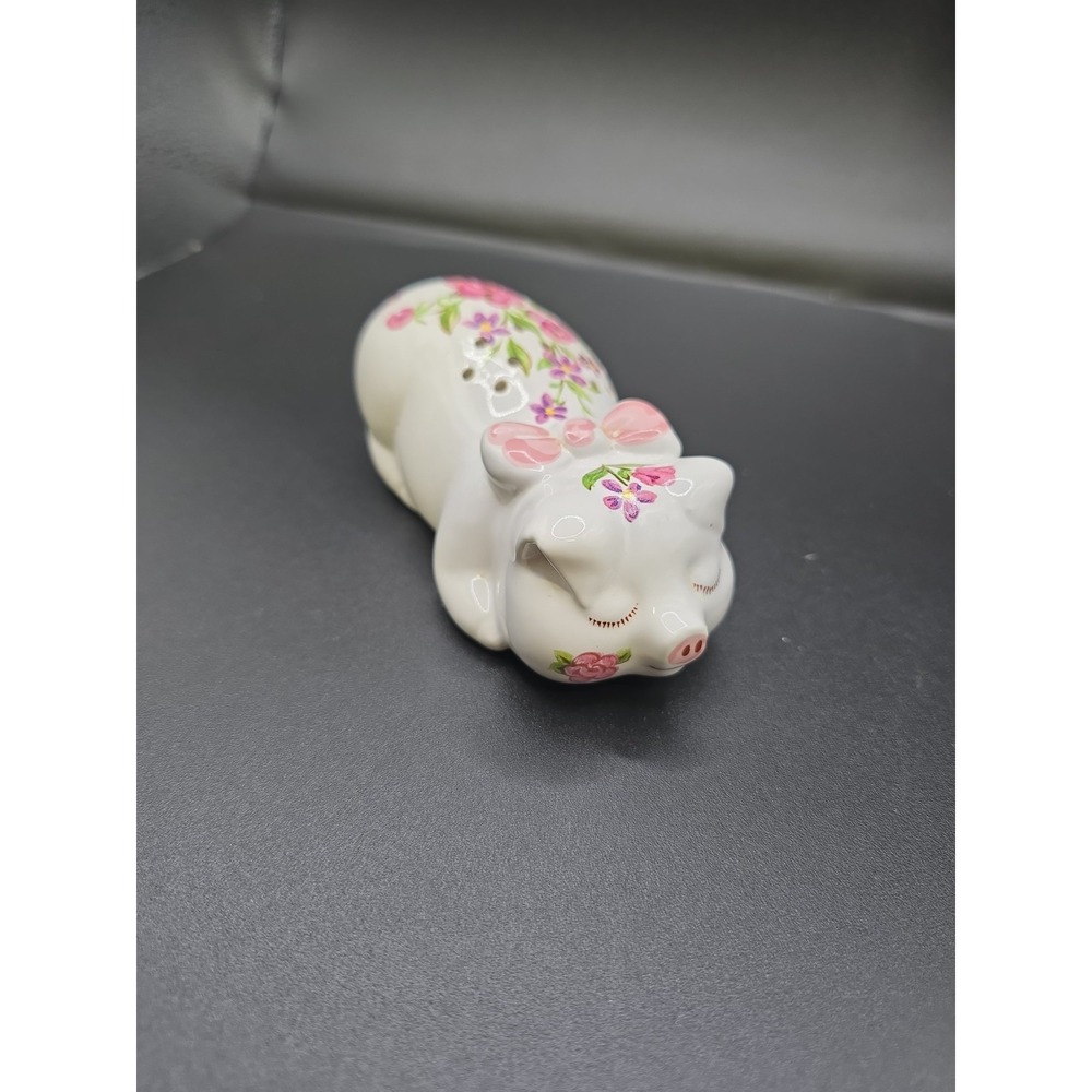 Pig Porcelain Potpourri Holder hand painted Floral PIG made in Brazil Vintage